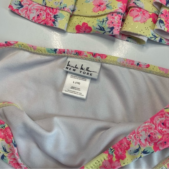 Nicole Miller New York Girls Large 12 Two Piece Bathing Suit Floral PRELOVED - Picture 7 of 10